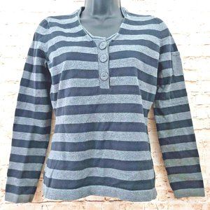 Tommy Hilfiger Women's Black Gray Striped Pullover Sweater Size Small Petite